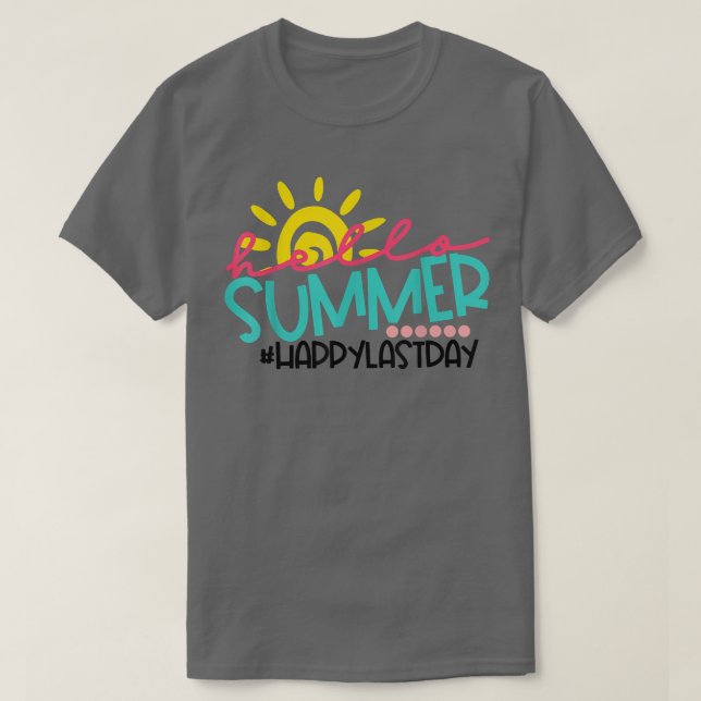 Hello Summer Happy Last Day Teacher Student Sunset T-Shirt (Design Front)