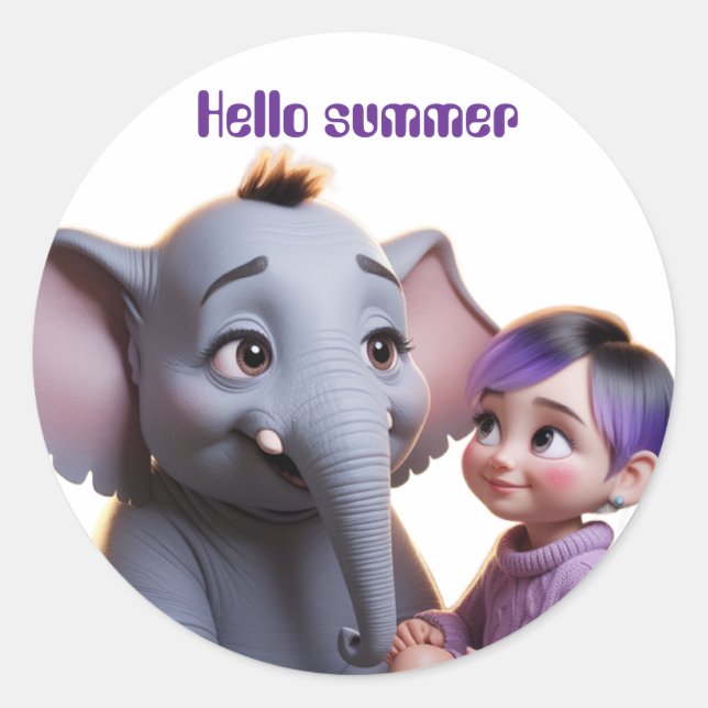 Hello summer holiday classic round sticker (Front)