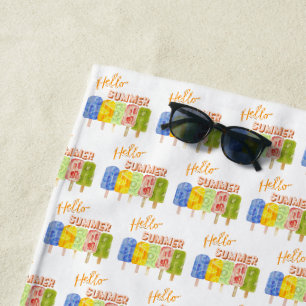 hello summer ice cream beach towel