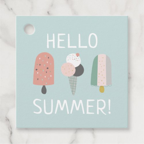 Hello Summer Ice Cream Blue Popsicle Favor Tags