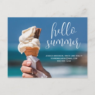 Hello Summer Ice Cream Business Postcard