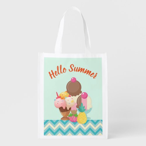 Hello Summer Ice Cream Delights Grocery Bag