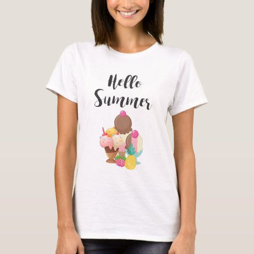 Hello Summer Ice Cream Delights T_Shirt