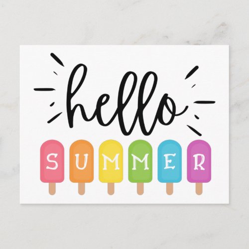 Hello Summer_Ice Cream_Popsicle Postcard