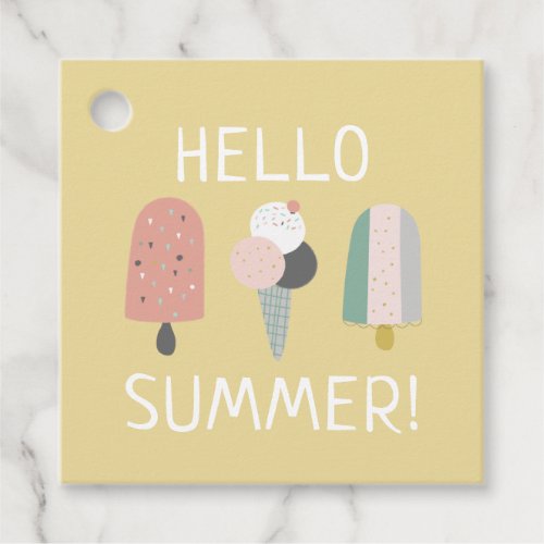 Hello Summer Ice Cream Yellow Favor Favor Tags