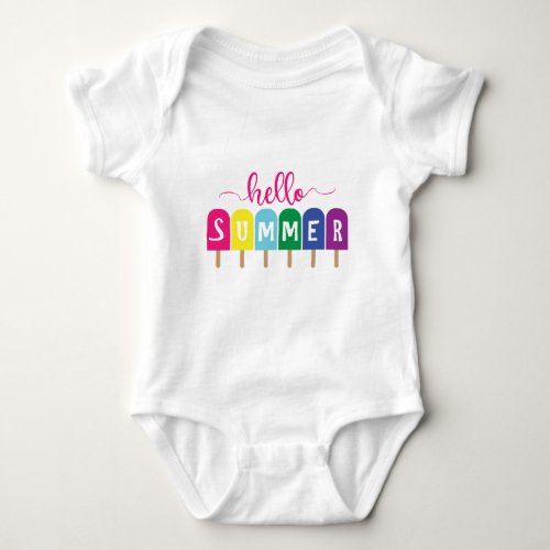 Hello Summer ice pop lolly  Baby Bodysuit