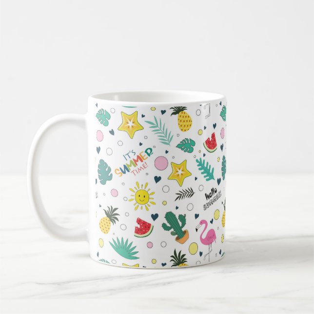 Hello Summer, It's Summer Time, Summer Fun Coffee Mug (Left)