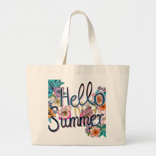 Hello summer large tote bag