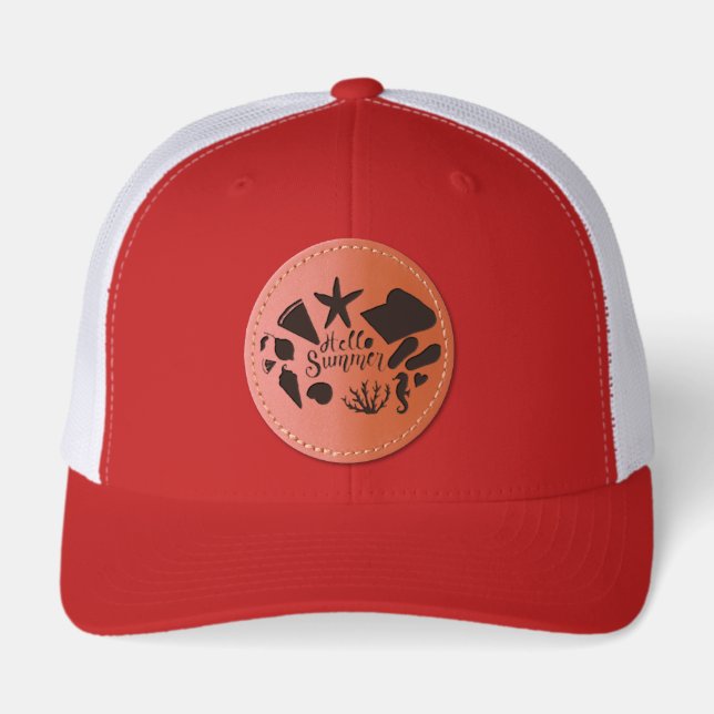 Hello summer leather patch hat (Front)