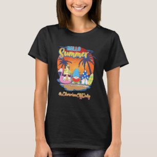 Hello Summer Librarian 2 Off Duty Gnomes School T-Shirt