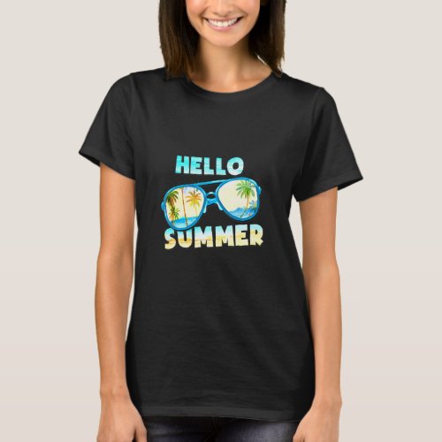 Hello Summer Men Women Kids Sunglasses Beach  T_Shirt