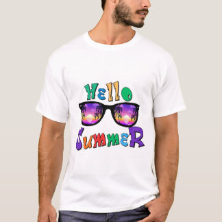 Hello Summer Men's T-Shirt | Tropical Sunset Beach