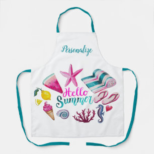 Hello Summer Ocean Life, Watermelon, Ice Cream Apron