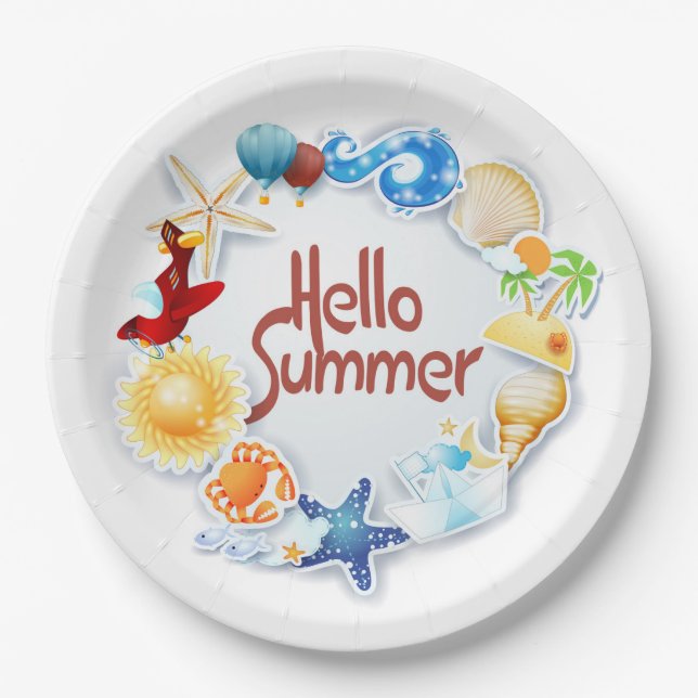 Hello Summer Paper Plates (Front)