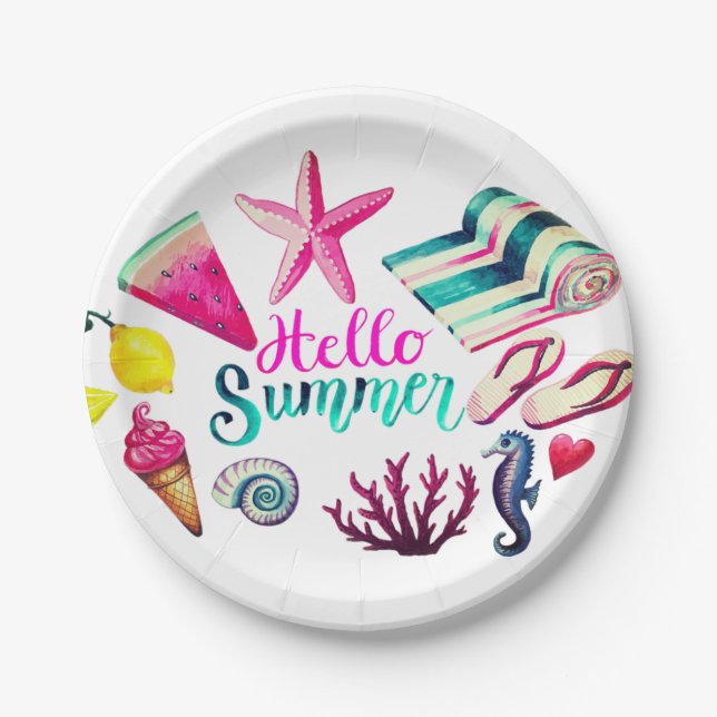 Hello Summer Paper Plates (Front)