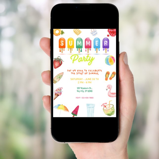  hello summer party invitation (Front Digital)