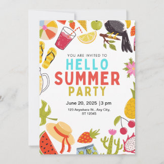   hello summer party invitation