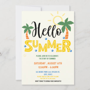  Hello summer  Party  Invitation