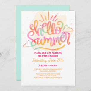Hello Summer Party, Last Day of School, pool party Invitation