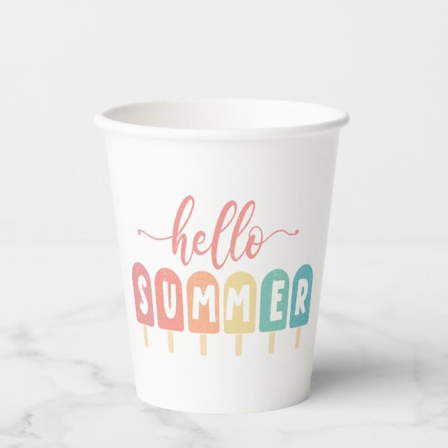 Hello Summer Pastel Popsicles Paper Cups (Front)