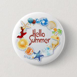 Hello Summer Pinback Button