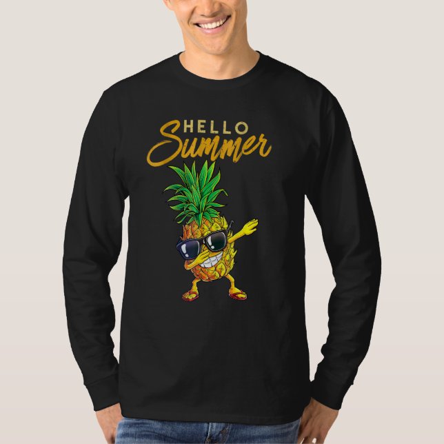 Hello Summer Pineapple Sunglasses Aloha Beaches Ha T-Shirt (Front)