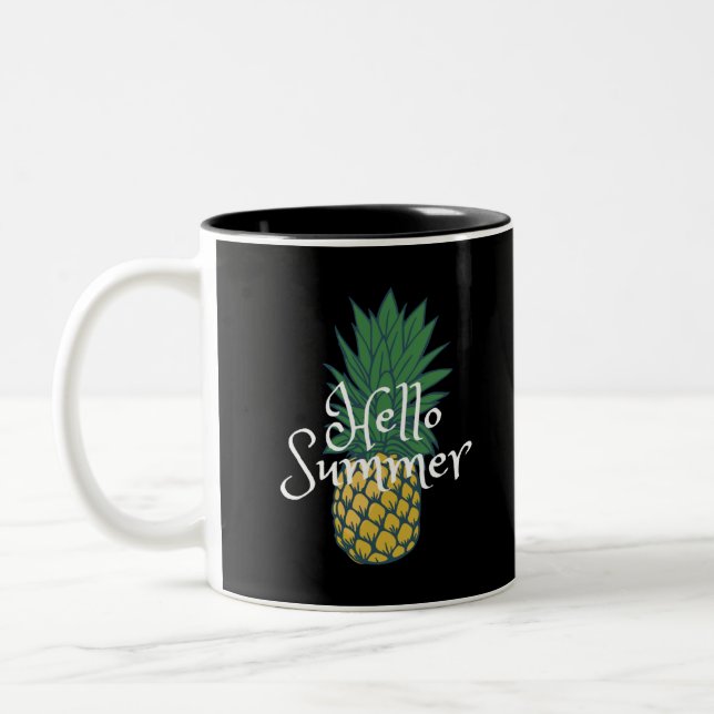 Hello Summer Pineapple Two-Tone Coffee Mug (Left)