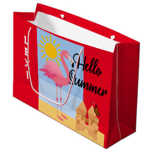 Hello Summer Pink Flamingo Design - Gift Bag - Lar