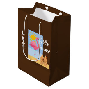 Hello Summer Pink Flamingo Design - Gift Bag - Med