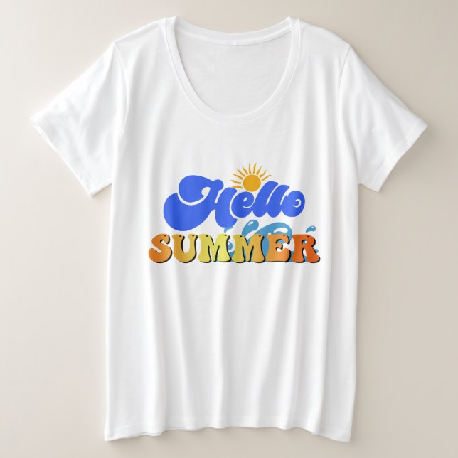 Hello Summer Plus Size T-Shirt (Design Front)