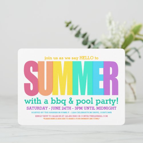 Hello Summer Pool Party Invitation