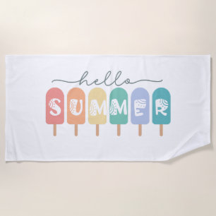 Hello Summer Popsicle Colorful Beach Towel