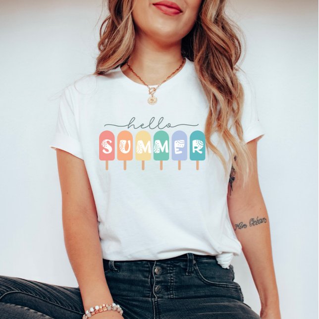Hello Summer Popsicle Colorful T-Shirt (Creator Uploaded)