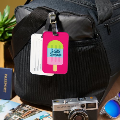 Hello Summer popsicle ice cream travel Luggage Tag