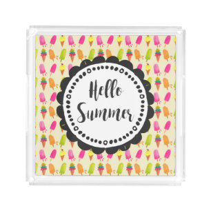 Hello Summer Popsicles and Ice Cream Acrylic Tray