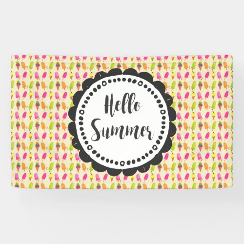 Hello Summer Popsicles and Ice Cream Banner