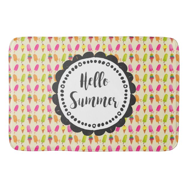 Hello Summer Popsicles and Ice Cream Bathroom Mat (Front)