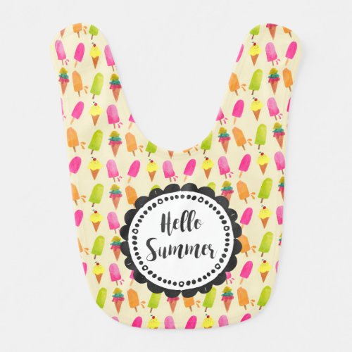 Hello Summer Popsicles and Ice Cream Bib