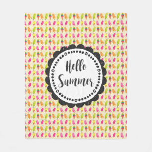 Hello Summer Popsicles and Ice Cream Fleece Blanket