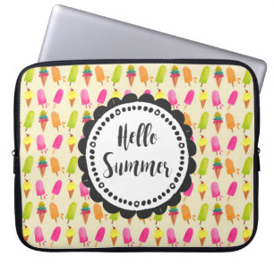 Hello Summer Popsicles and Ice Cream Laptop Sleeve