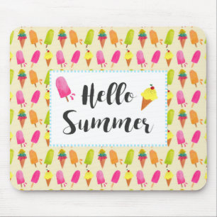 Hello Summer Popsicles and Ice Cream Mouse Pad