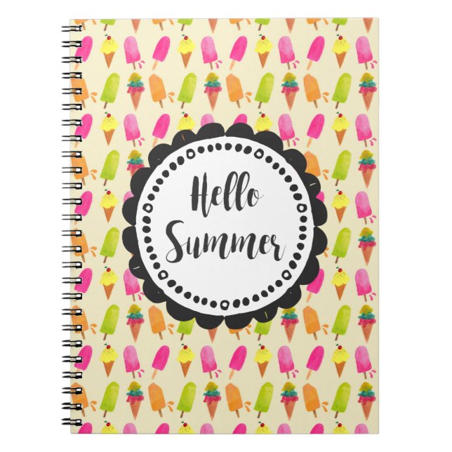 Hello Summer Popsicles and Ice Cream Notebook (Front)
