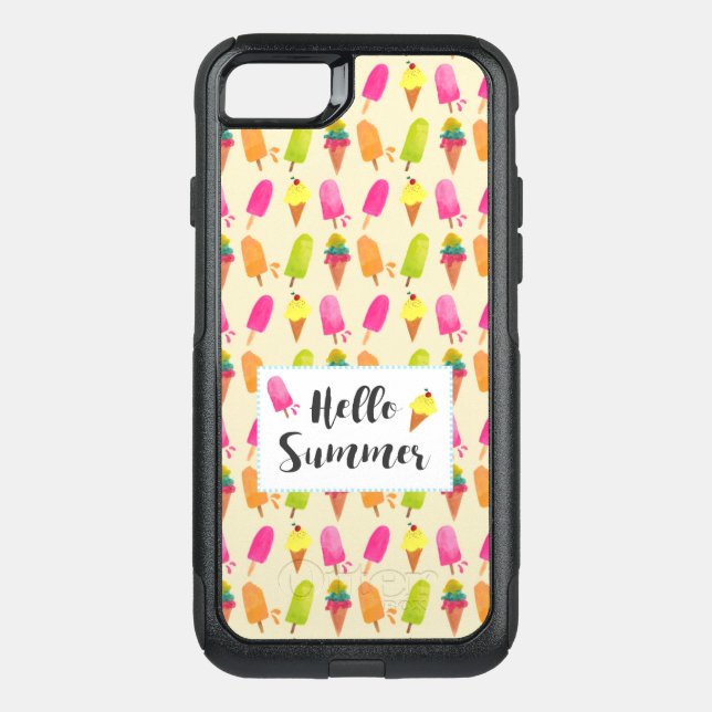 Hello Summer Popsicles and Ice Cream Otterbox iPhone Case (Back)
