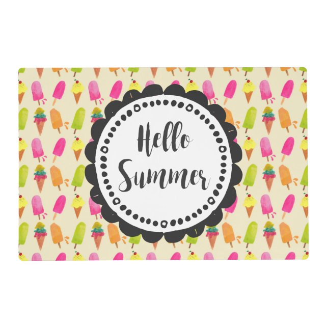Hello Summer Popsicles and Ice Cream Placemat (Front)