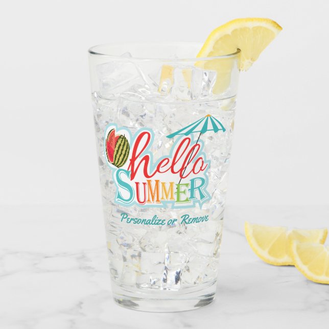 Hello Summer Quote Beach Drinkware Glass Tumbler (Back Ice)