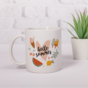 Hello Summer Quote Colorful Cute Coffee Mug
