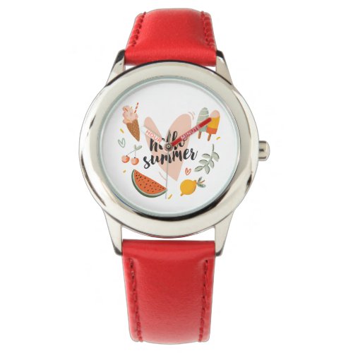Hello Summer Quote Colorful Cute Graphic Girl Watch