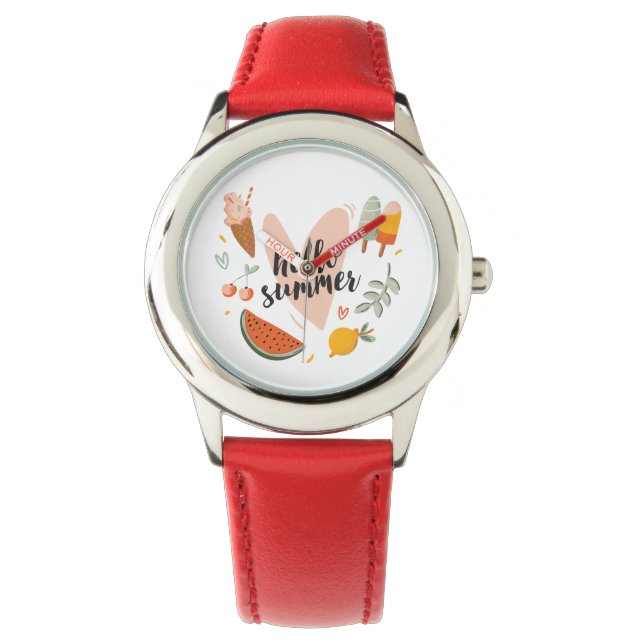 Hello Summer Quote Colorful Cute Graphic Girl Watch (Front)