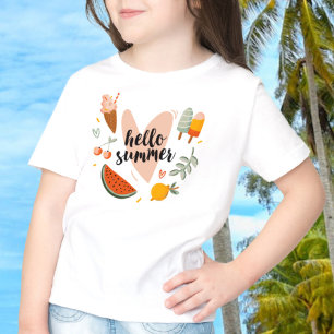 Hello Summer Quote Colorful Cute Graphic Kids T-Shirt