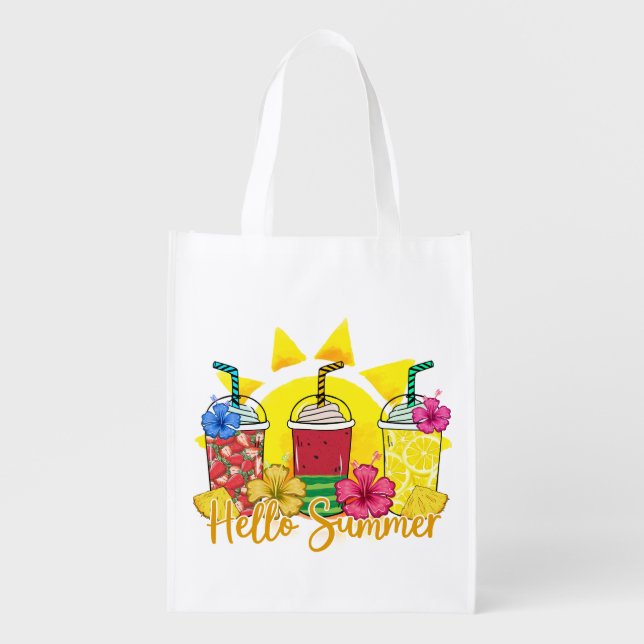 Hello Summer | Refreshing Tropical Fruit Smoothie Grocery Bag (Front)